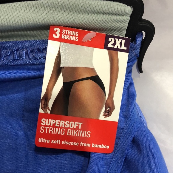Hanes originals 3pack supersoft bamboo string bikini women’s panties size 2XL‎ - Picture 1 of 9